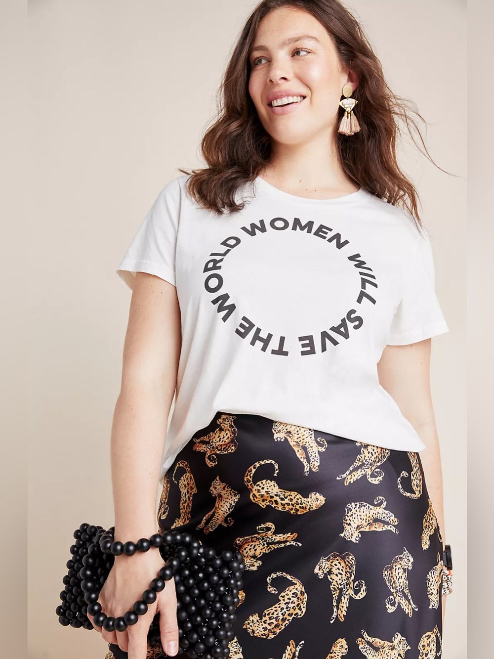 NWT Sol Angeles X Anthropologie “ Women Will Save The World” White Tee